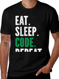 Eat Sleep Code Repeat Graphic Tee - Programmer Shirt