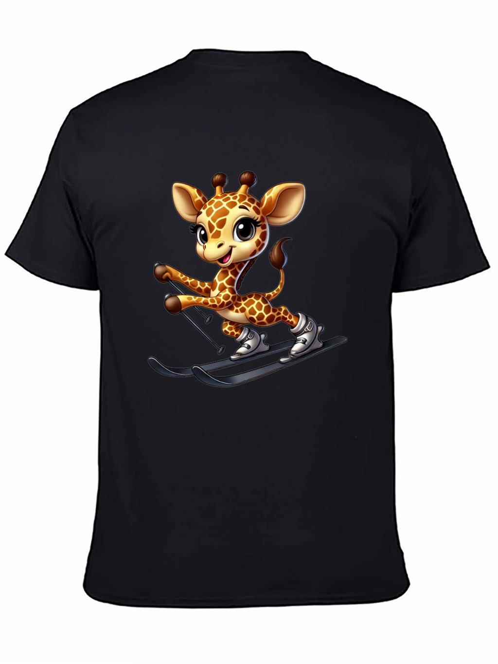 Skiing Giraffe Graphic Tee - Fun Novelty T-Shirt