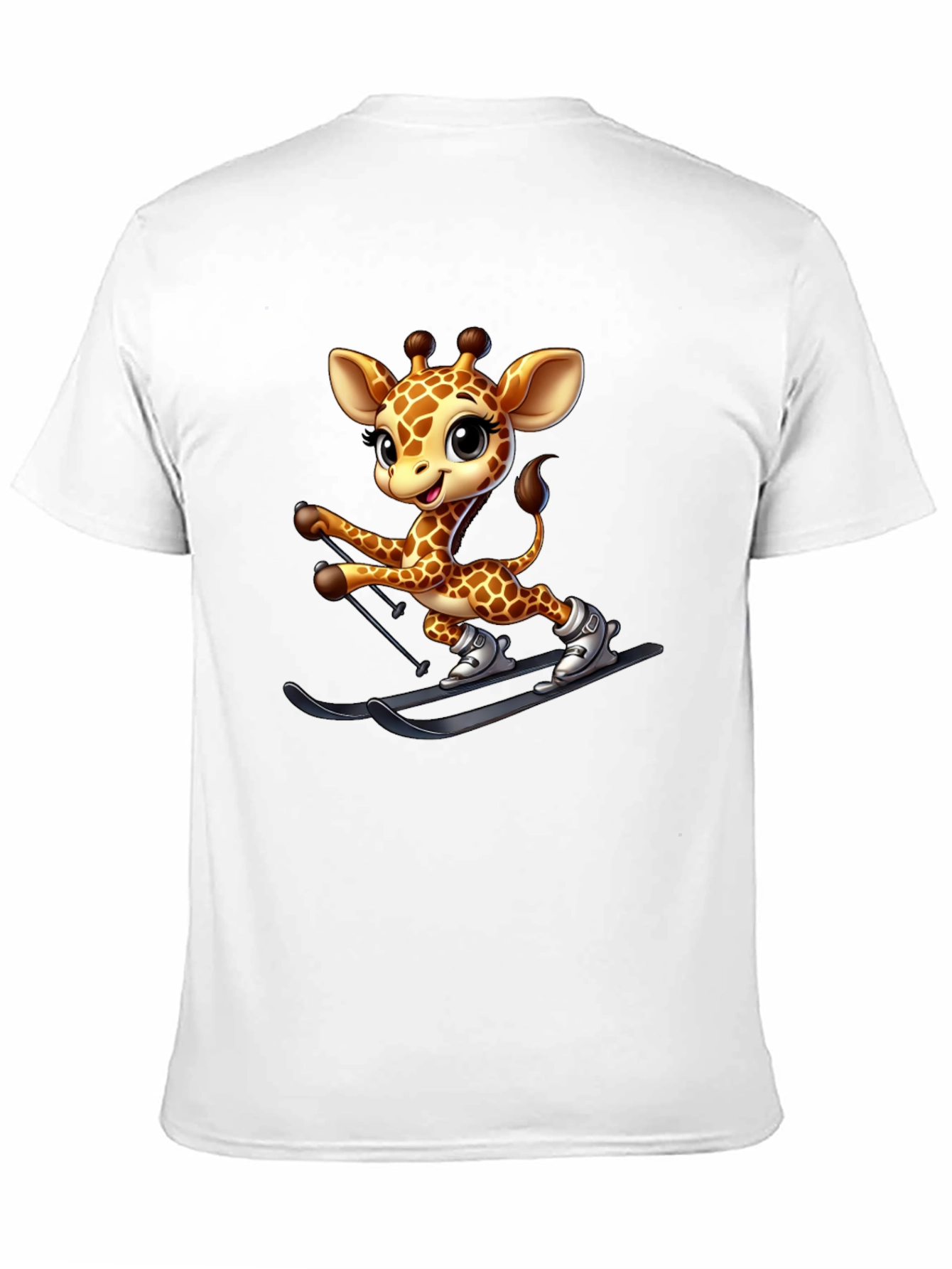Skiing Giraffe Graphic Tee - Fun Novelty T-Shirt