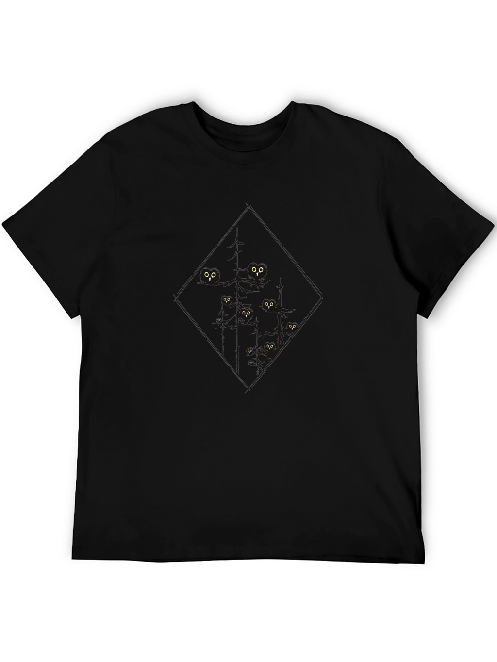 Mens Black Cat Eyes T-Shirt - Soft & Stylish