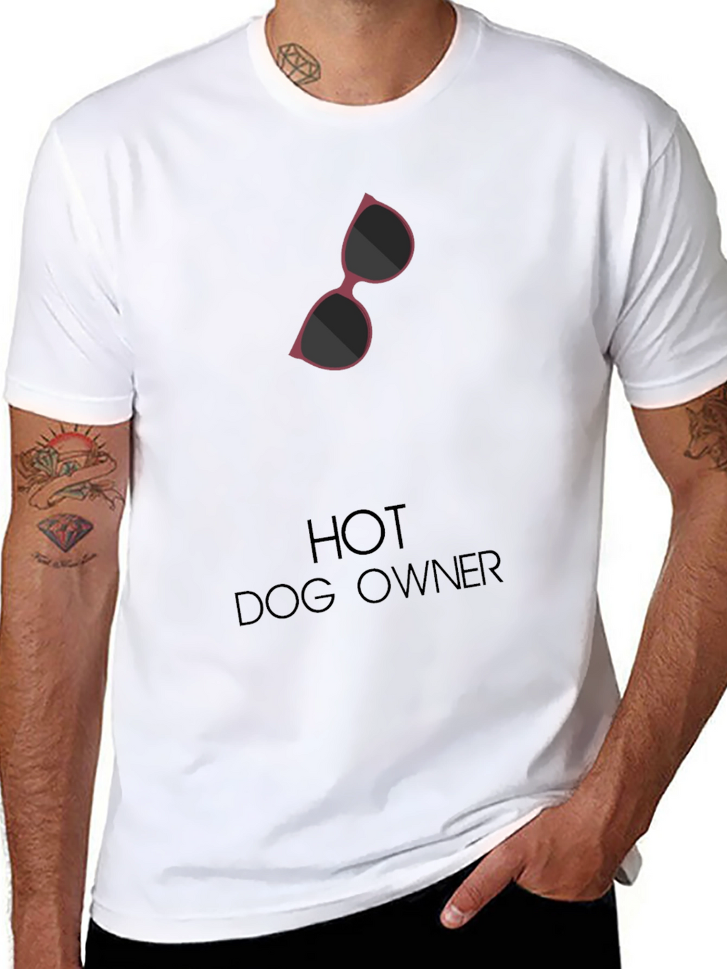 Hot Dog Owner Sunglasses Graphic T-Shirt