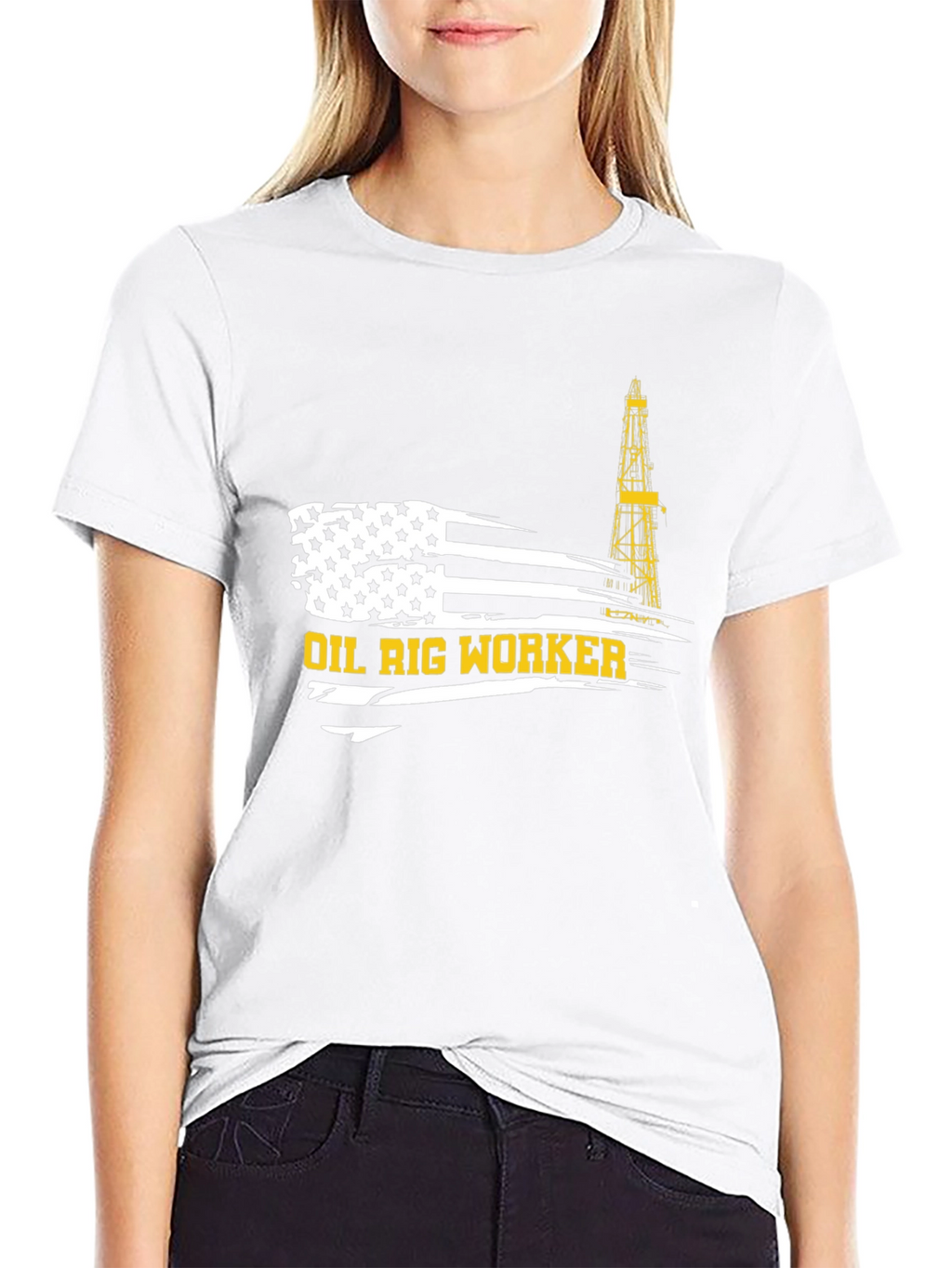 Oil Rig Worker American Flag Graphic T-Shirt