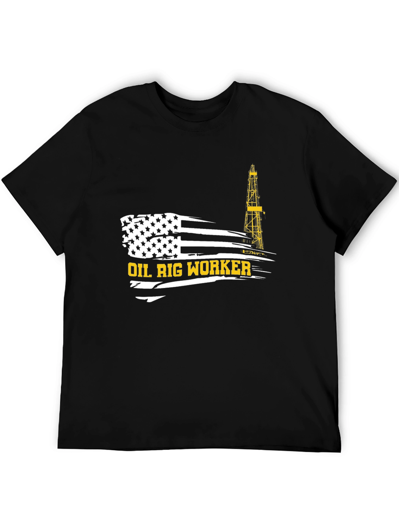 Oil Rig Worker American Flag Graphic T-Shirt