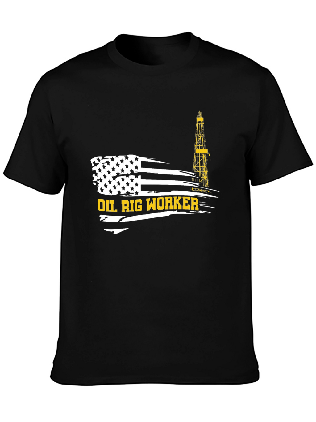 Oil Rig Worker American Flag Graphic T-Shirt