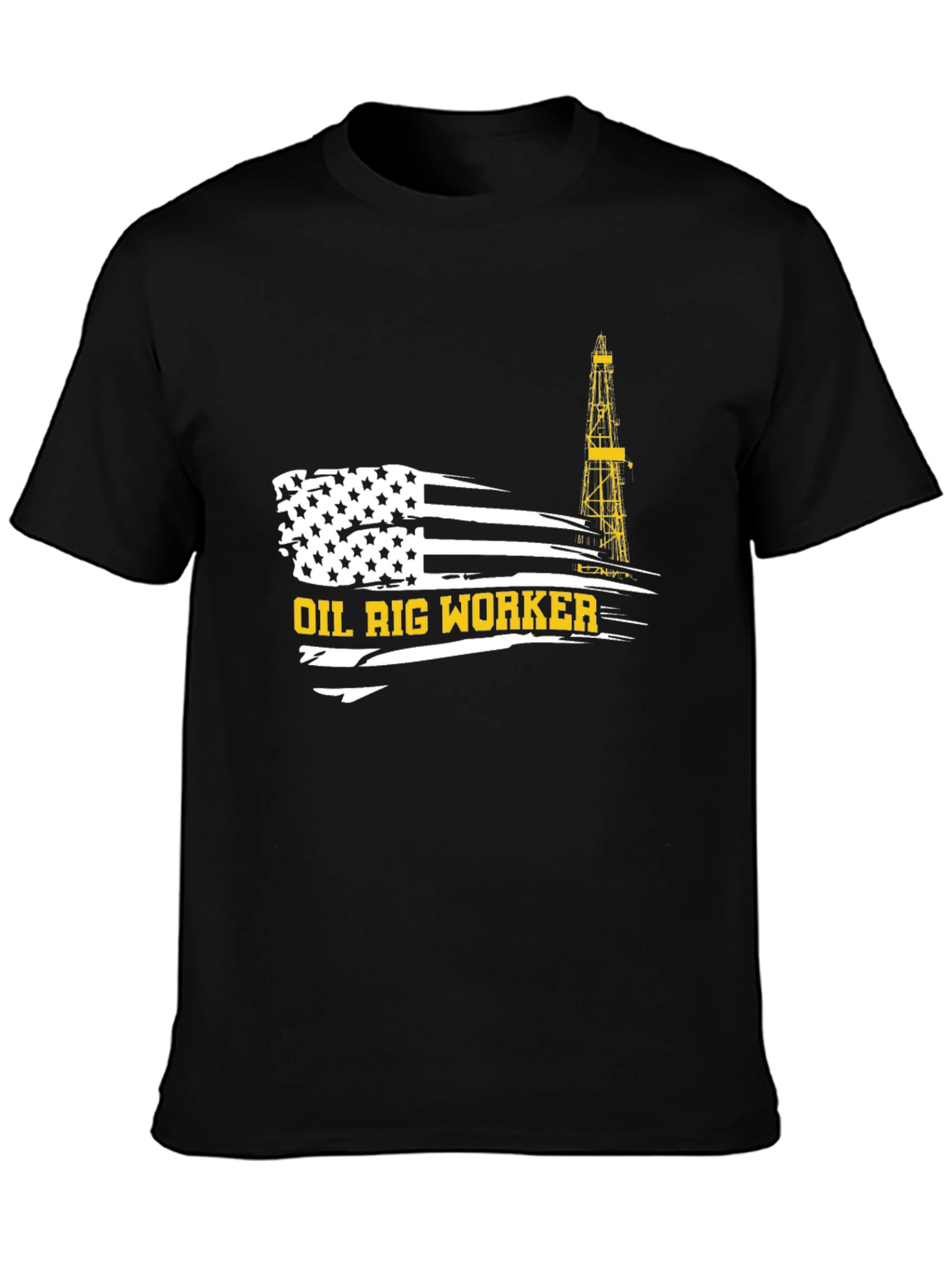 Oil Rig Worker American Flag Graphic T-Shirt