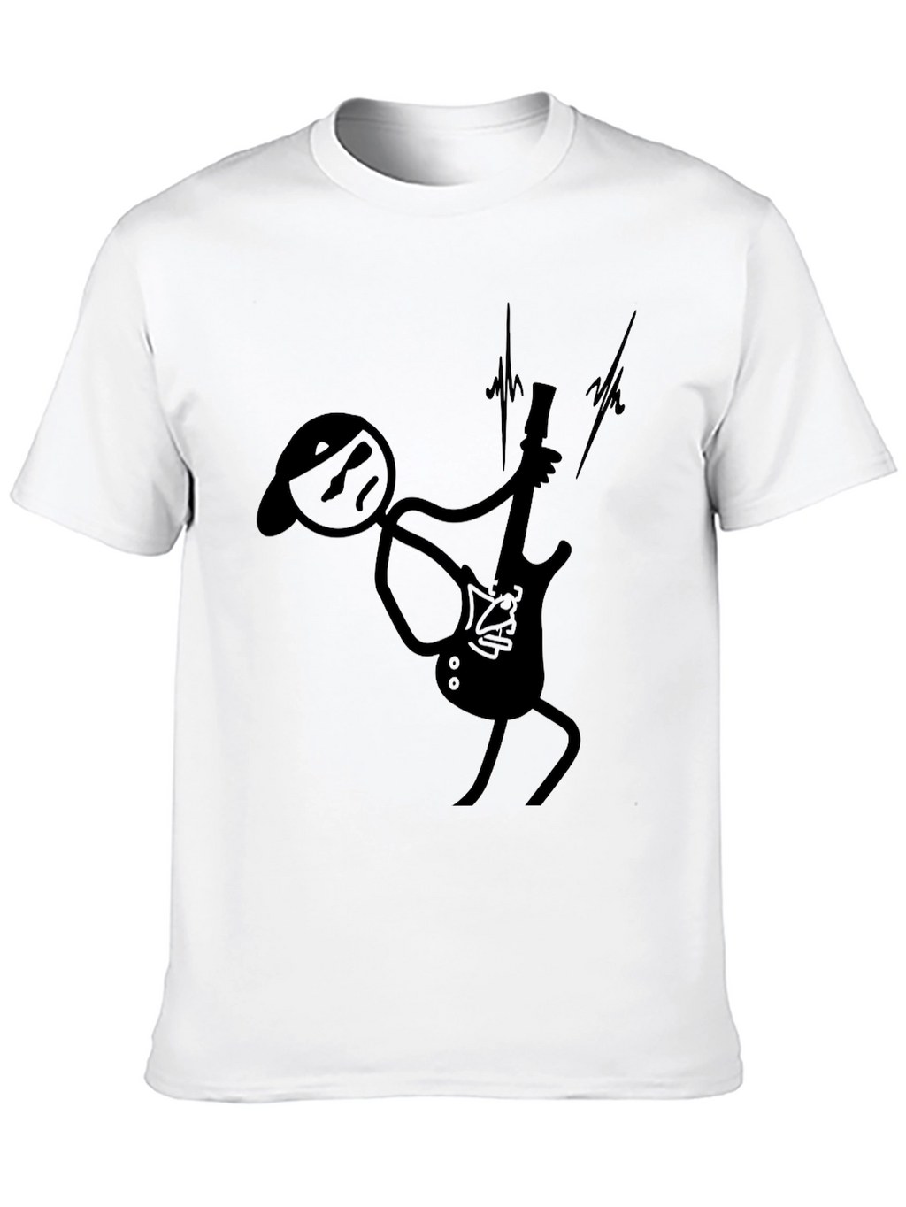 Cool Guitarist Stick Figure Black T-Shirt