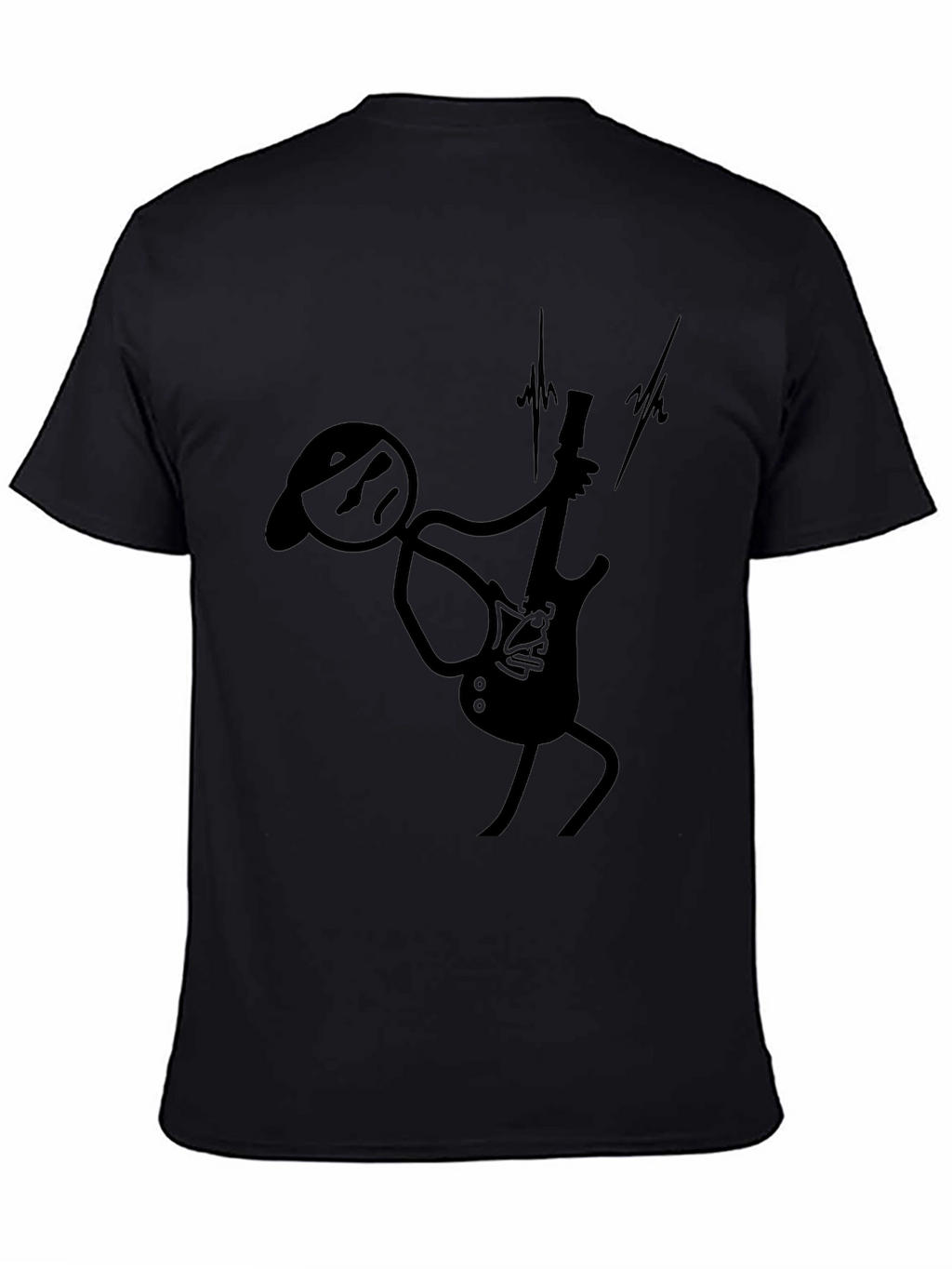 Cool Guitarist Stick Figure Black T-Shirt