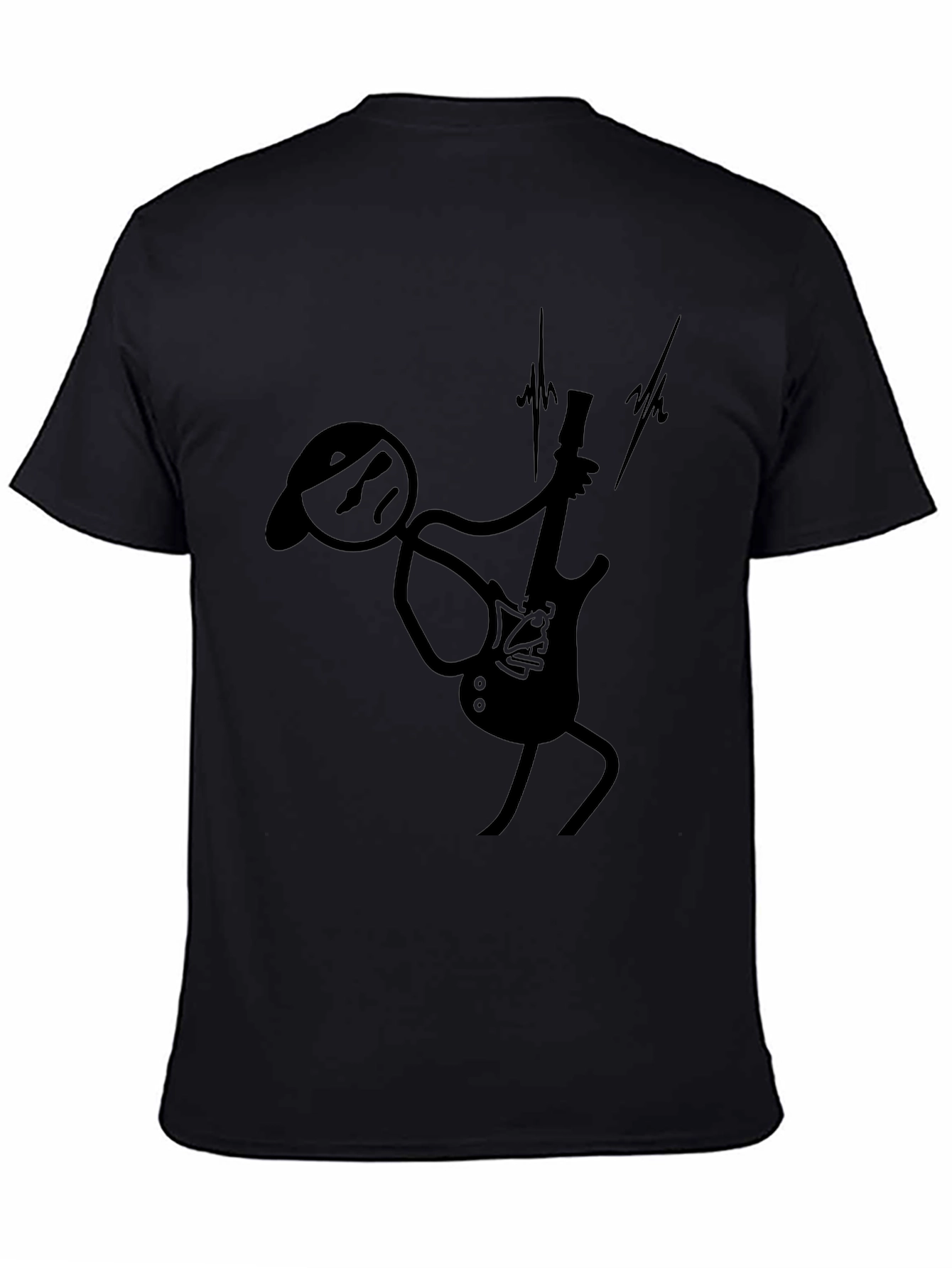 Cool Guitarist Stick Figure Black T-Shirt