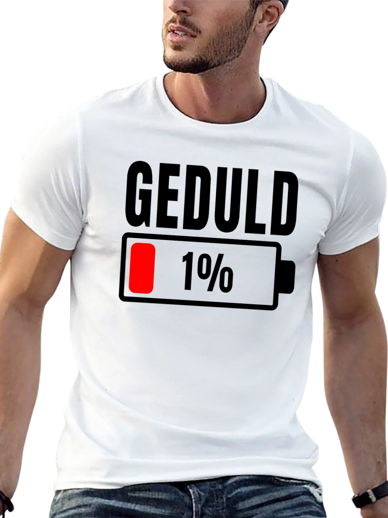 Geduld 1% Low Battery T-Shirt - Funny Sarcastic Tee