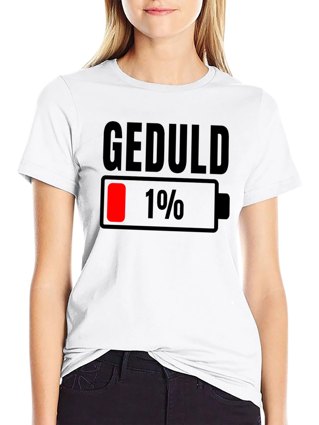 Geduld 1% Low Battery T-Shirt - Funny Sarcastic Tee