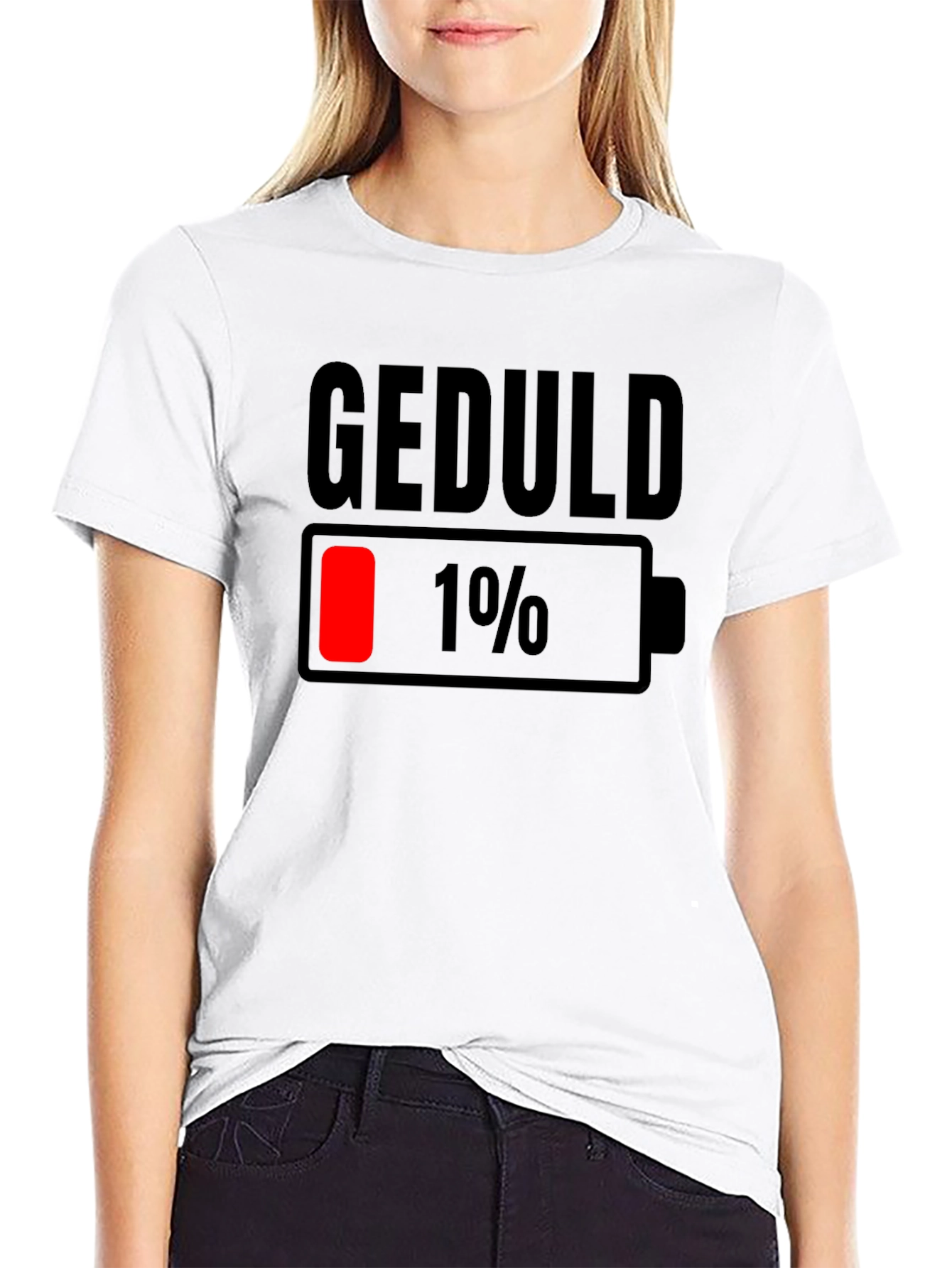 Geduld 1% Low Battery T-Shirt - Funny Sarcastic Tee