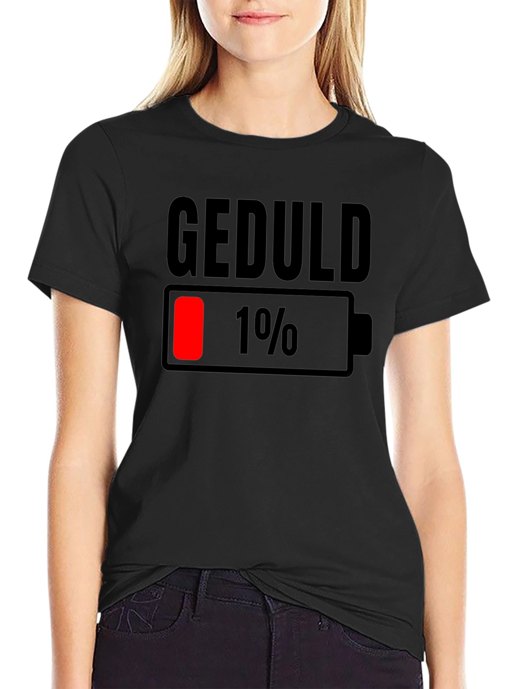 Geduld 1% Low Battery T-Shirt - Funny Sarcastic Tee
