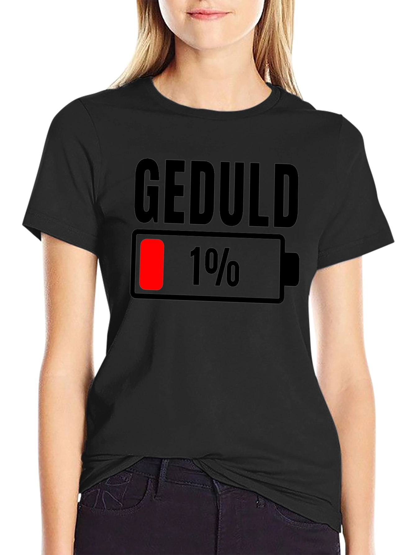 Geduld 1% Low Battery T-Shirt - Funny Sarcastic Tee