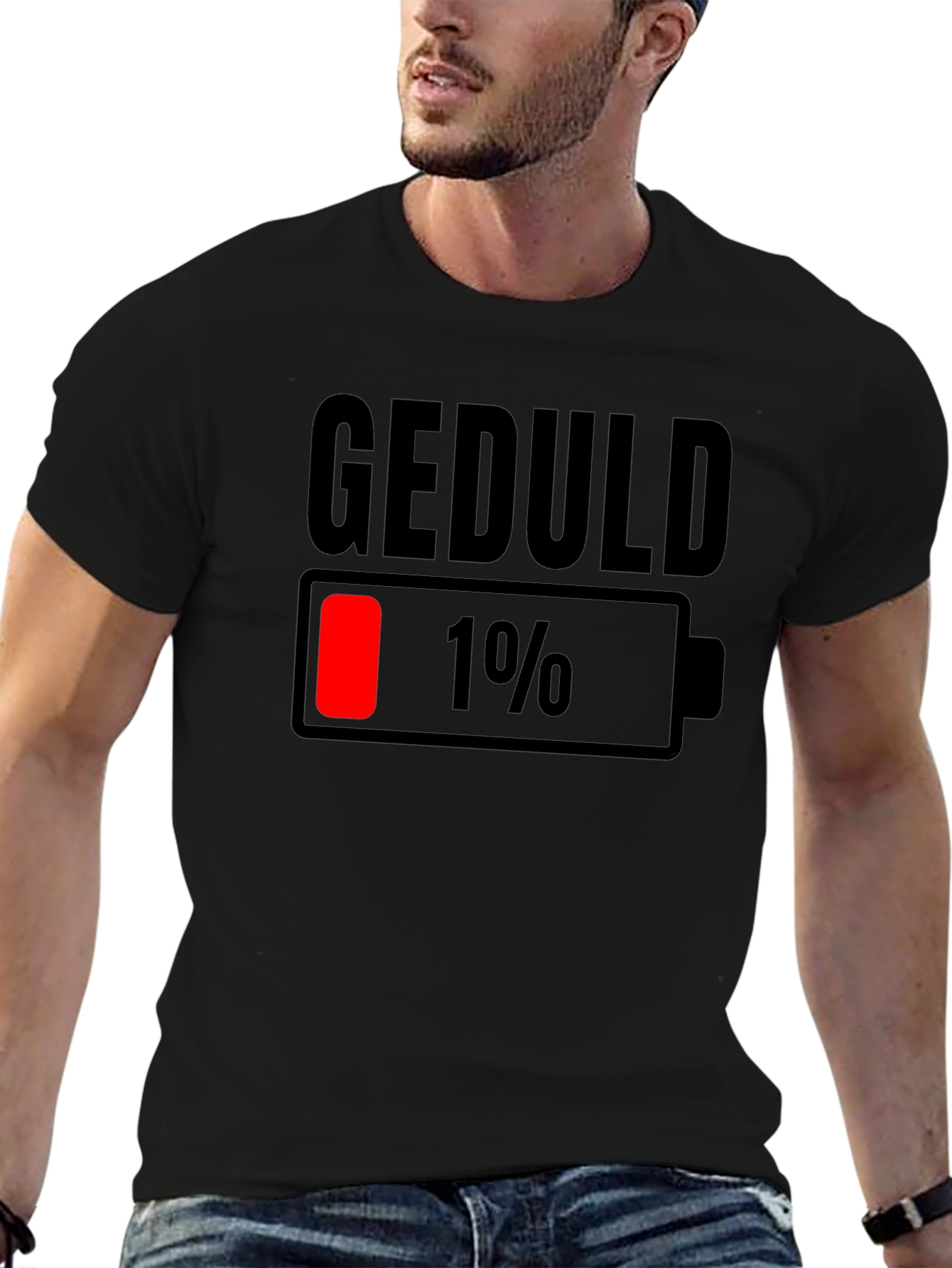 Geduld 1% Low Battery T-Shirt - Funny Sarcastic Tee