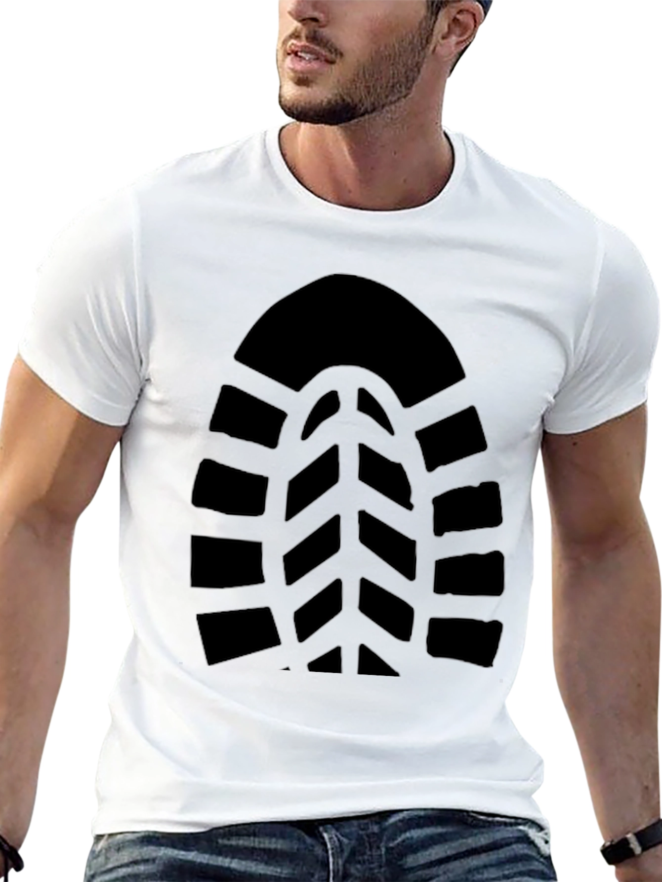 Black Shoe Print Graphic T-Shirt