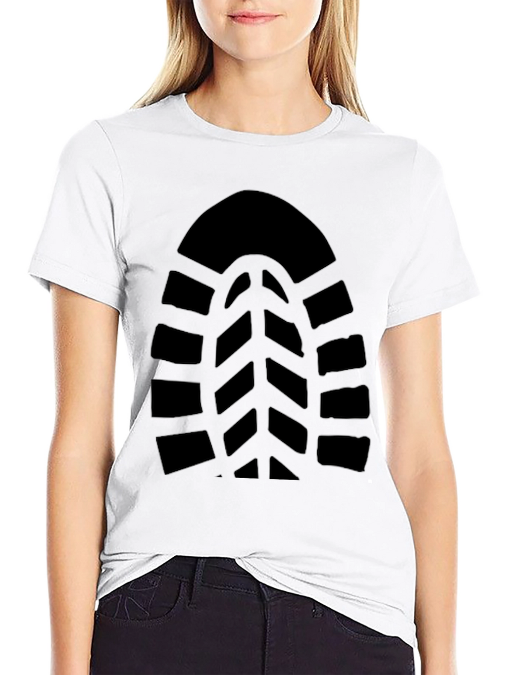 Black Shoe Print Graphic T-Shirt