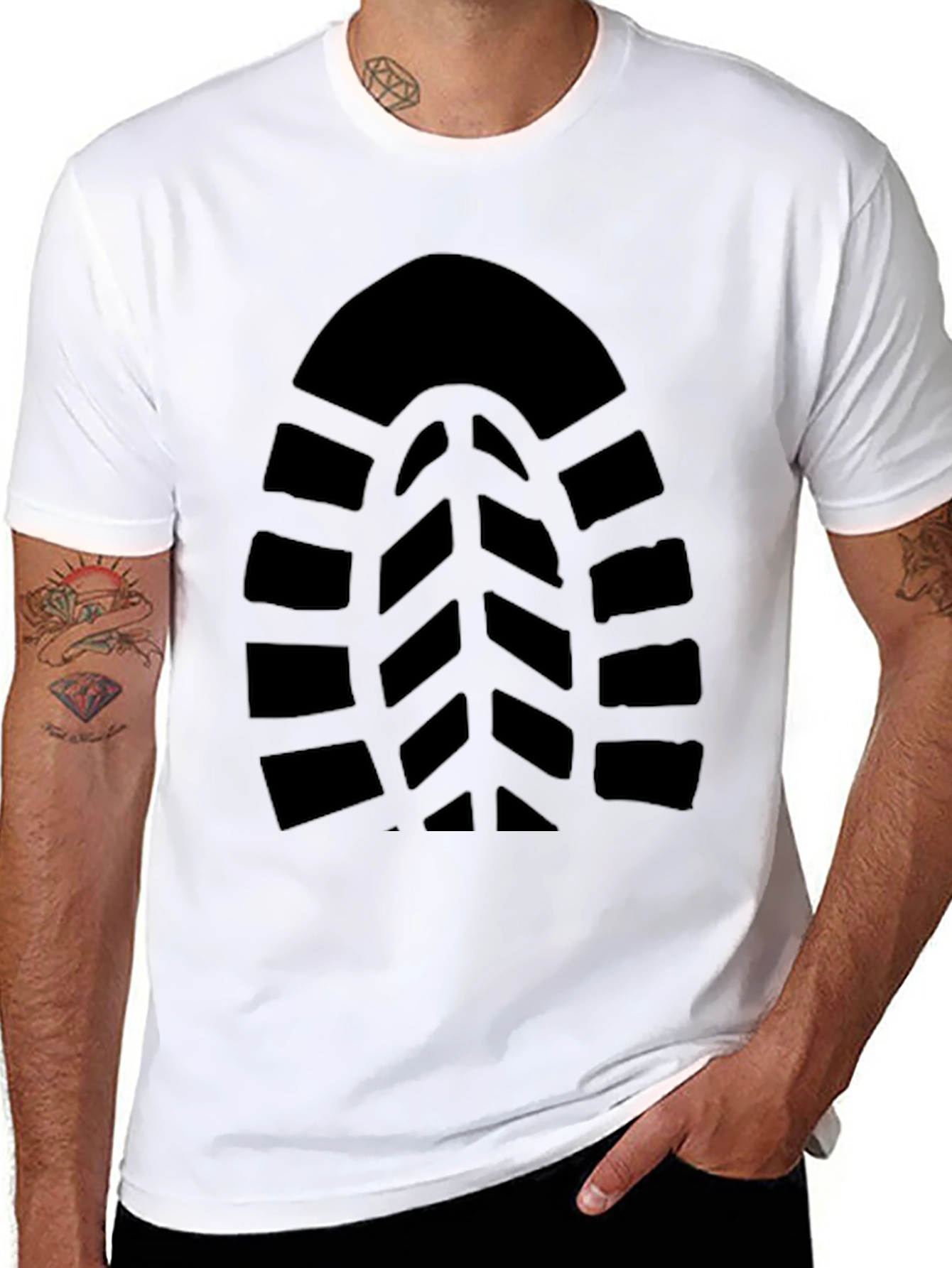 Black Shoe Print Graphic T-Shirt