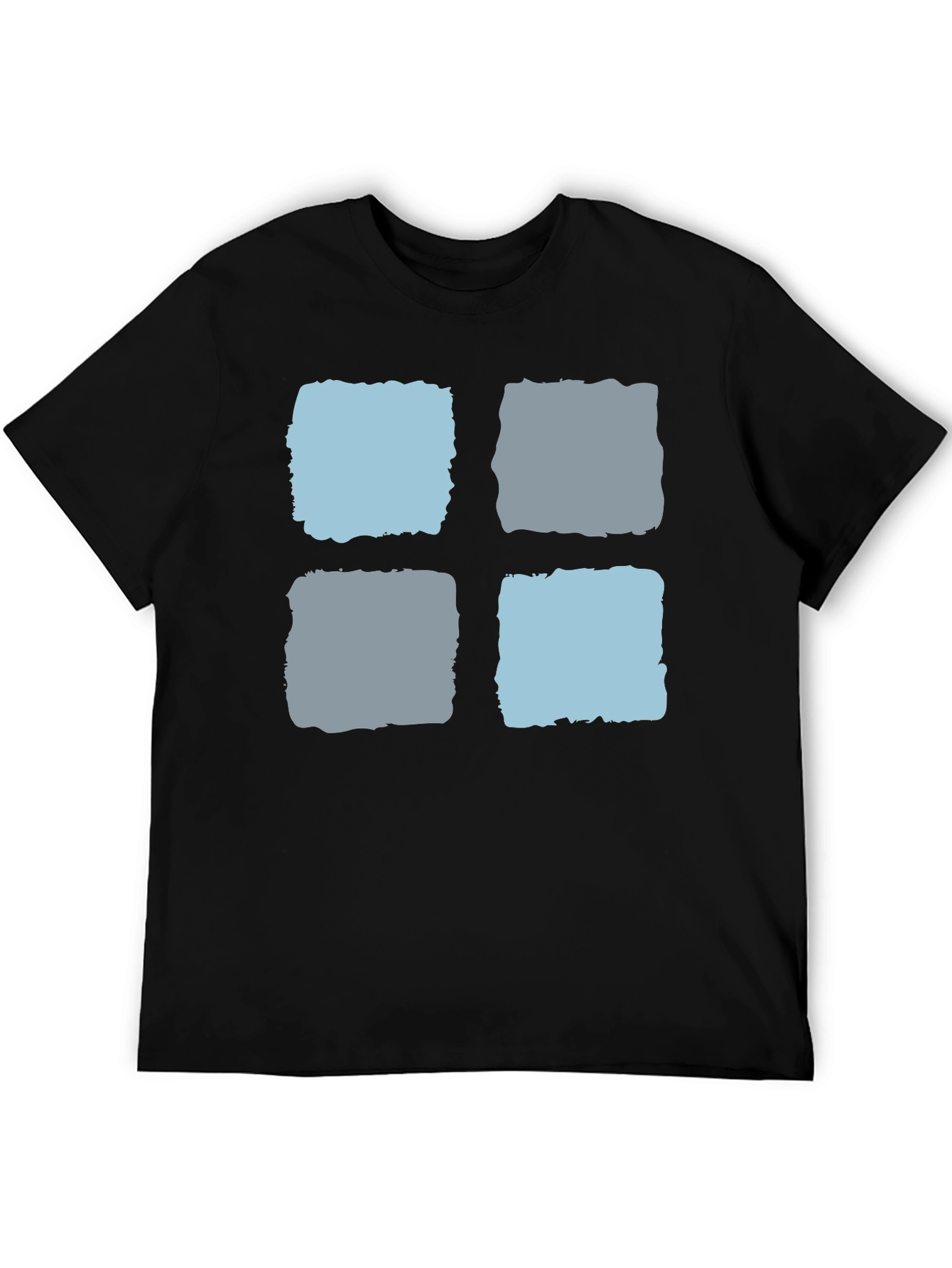 Modern Blocks Graphic Tee - Soft Black Cotton T-Shirt