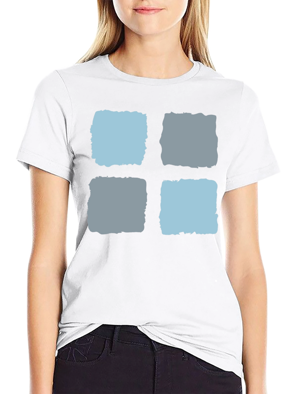 Modern Blocks Graphic Tee - Soft Black Cotton T-Shirt