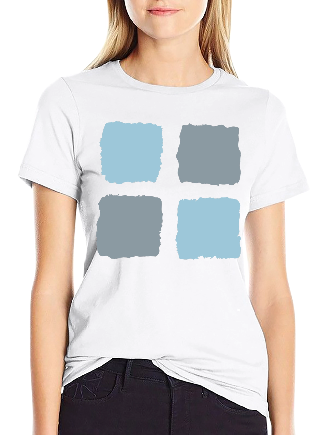 Modern Blocks Graphic Tee - Soft Black Cotton T-Shirt
