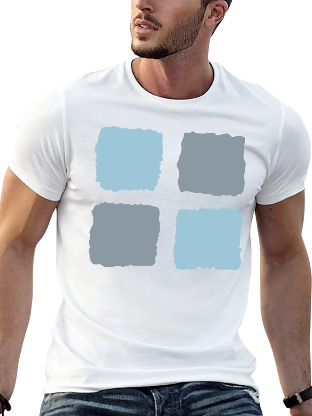 Modern Blocks Graphic Tee - Soft Black Cotton T-Shirt