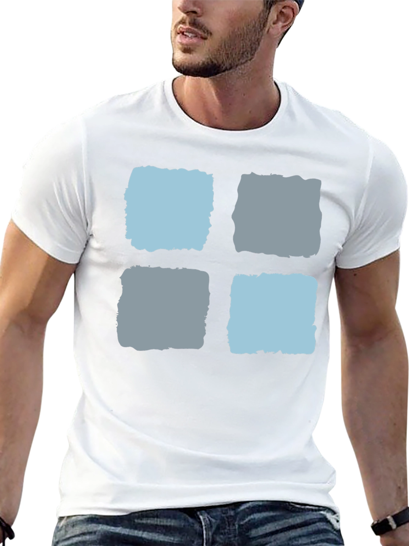 Modern Blocks Graphic Tee - Soft Black Cotton T-Shirt