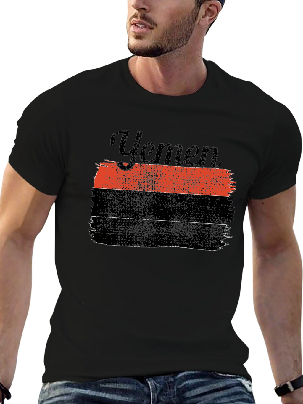 Yemen Flag Graphic T-Shirt - Black