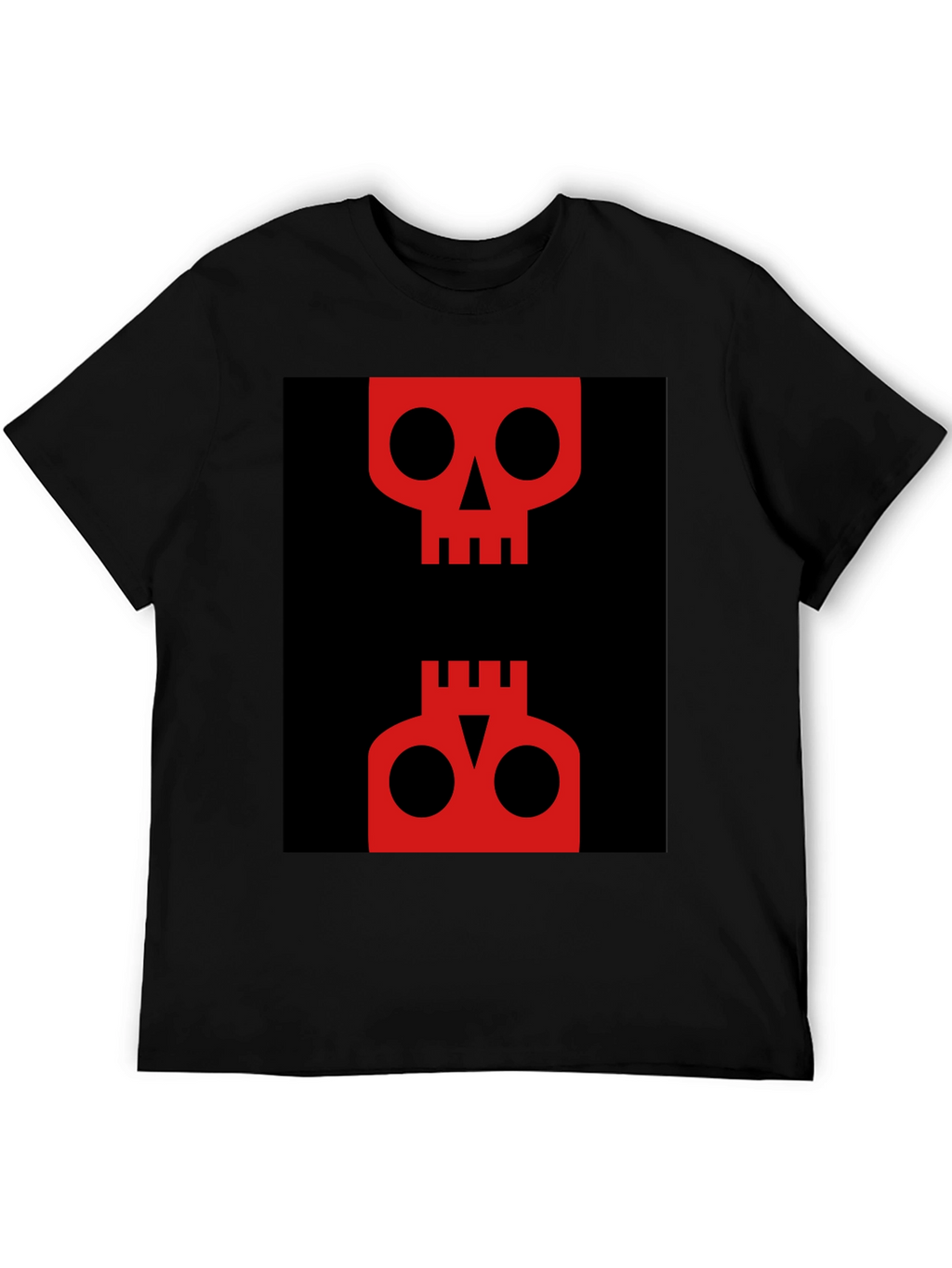 Abstract Skull Graphic Tee - Red on Black
