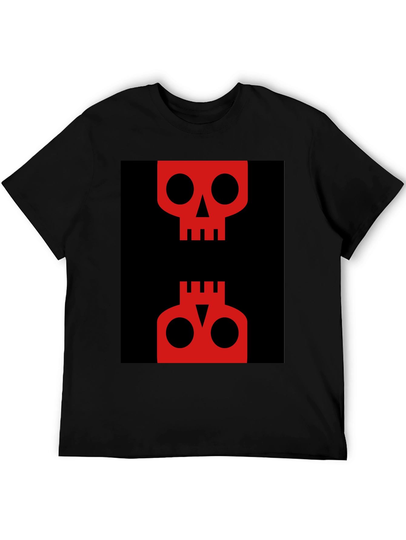 Abstract Skull Graphic Tee - Red on Black