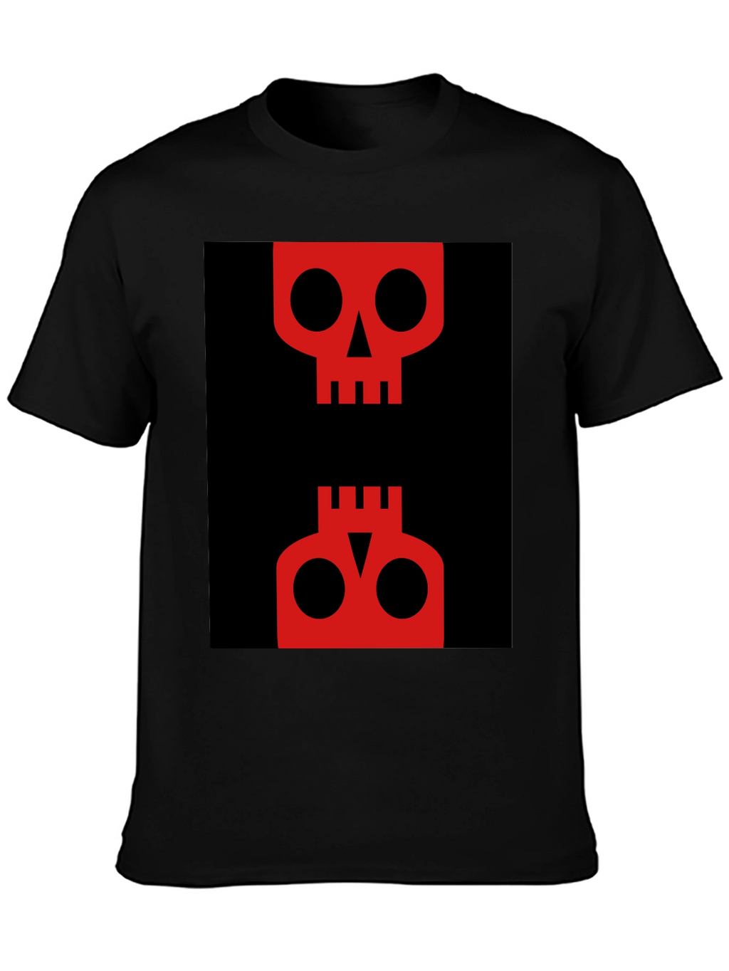 Abstract Skull Graphic Tee - Red on Black