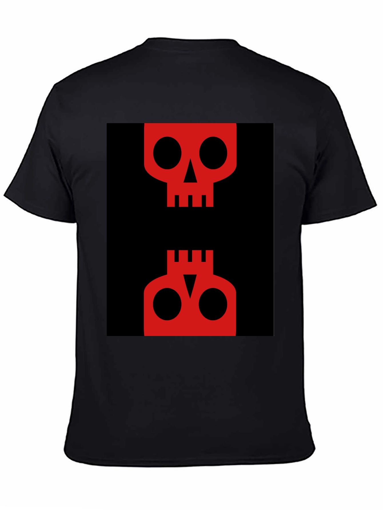 Abstract Skull Graphic Tee - Red on Black