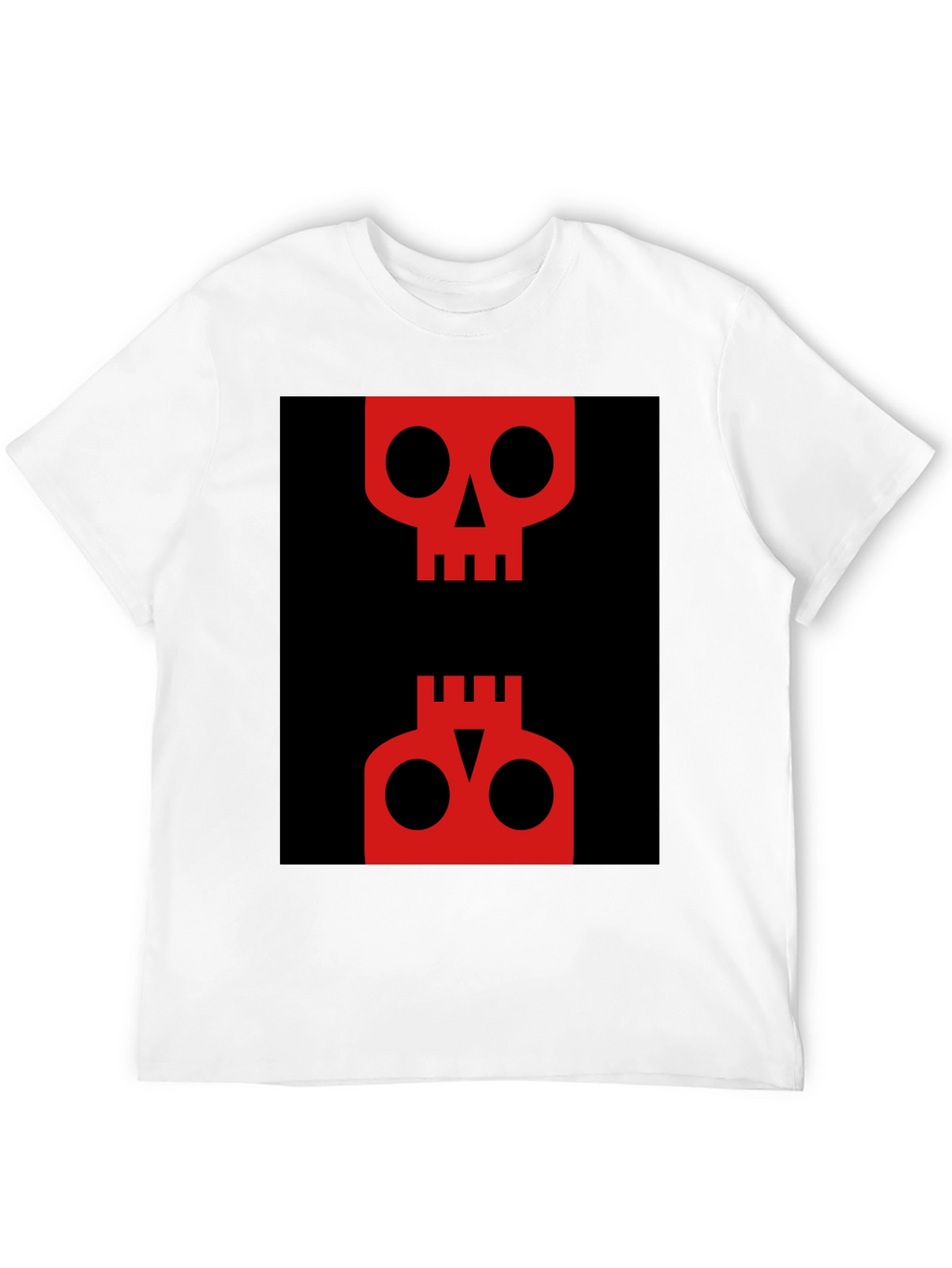 Abstract Skull Graphic Tee - Red on Black