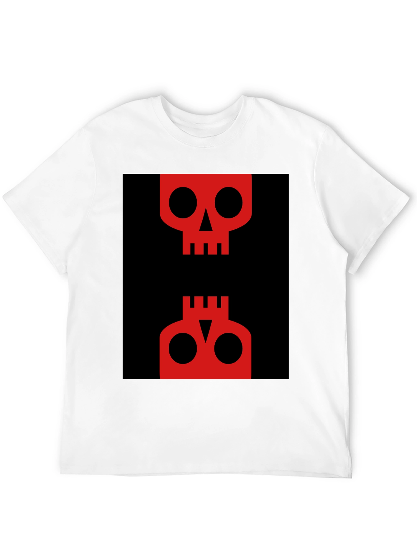 Abstract Skull Graphic Tee - Red on Black