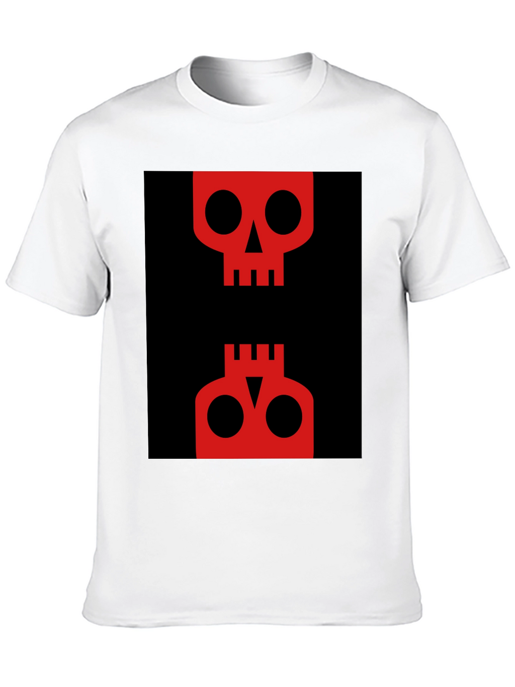 Abstract Skull Graphic Tee - Red on Black