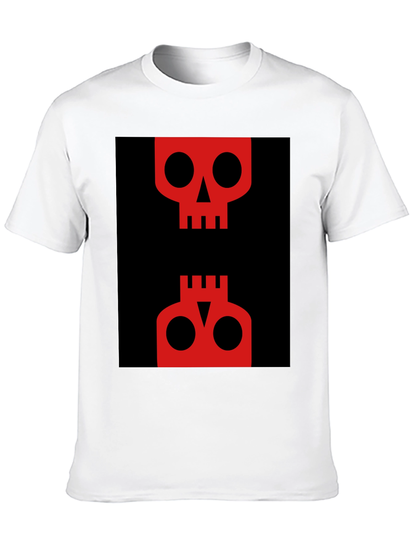 Abstract Skull Graphic Tee - Red on Black