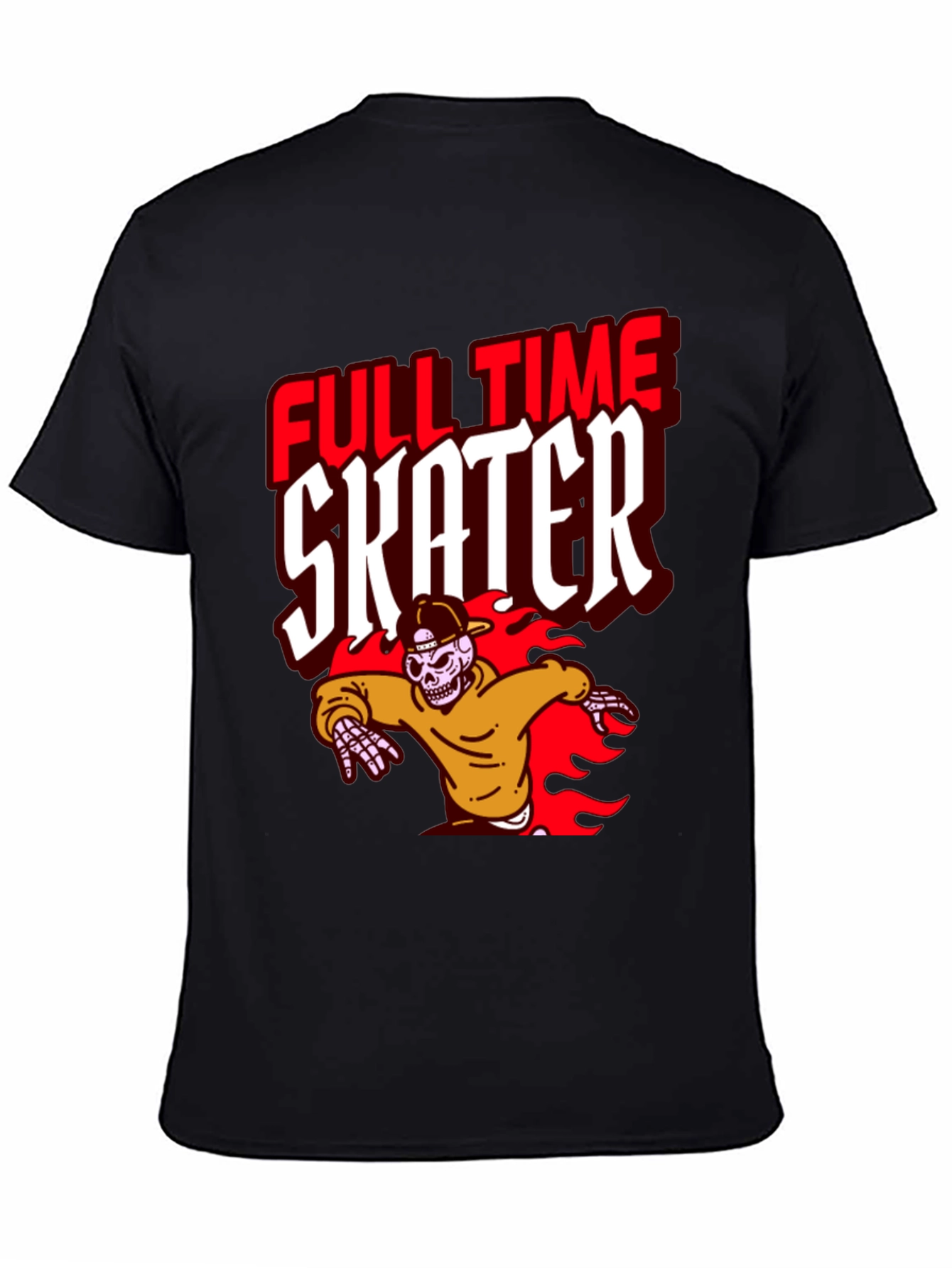 Full Time Skater Graphic T-Shirt - Cool Skeleton Design