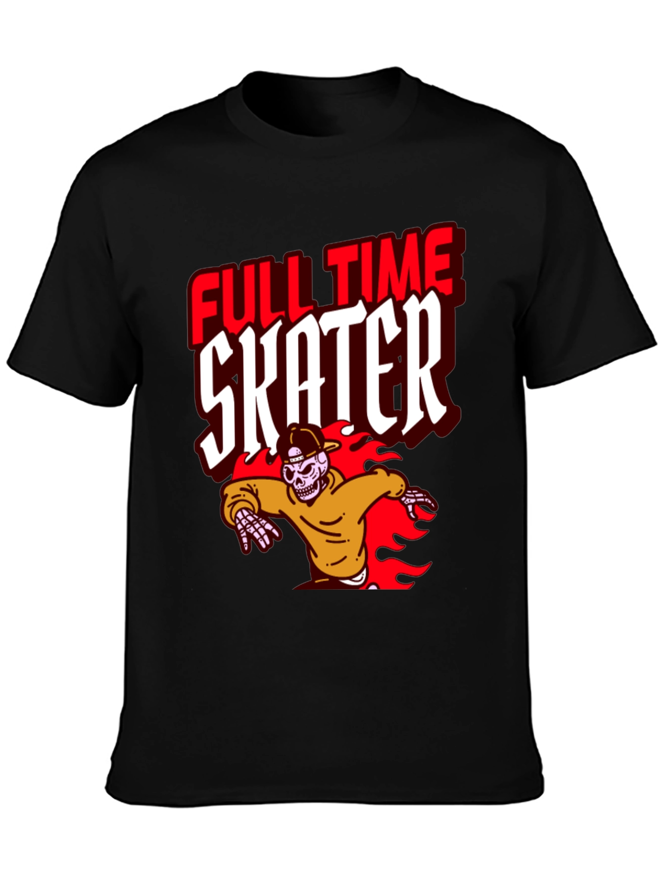 Full Time Skater Graphic T-Shirt - Cool Skeleton Design