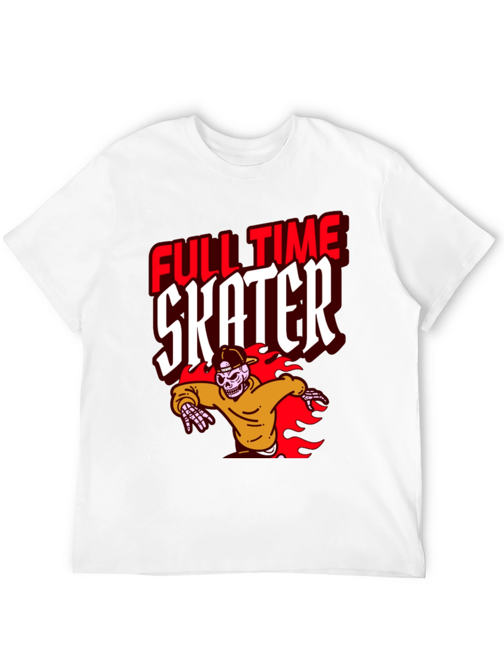 Full Time Skater Graphic T-Shirt - Cool Skeleton Design