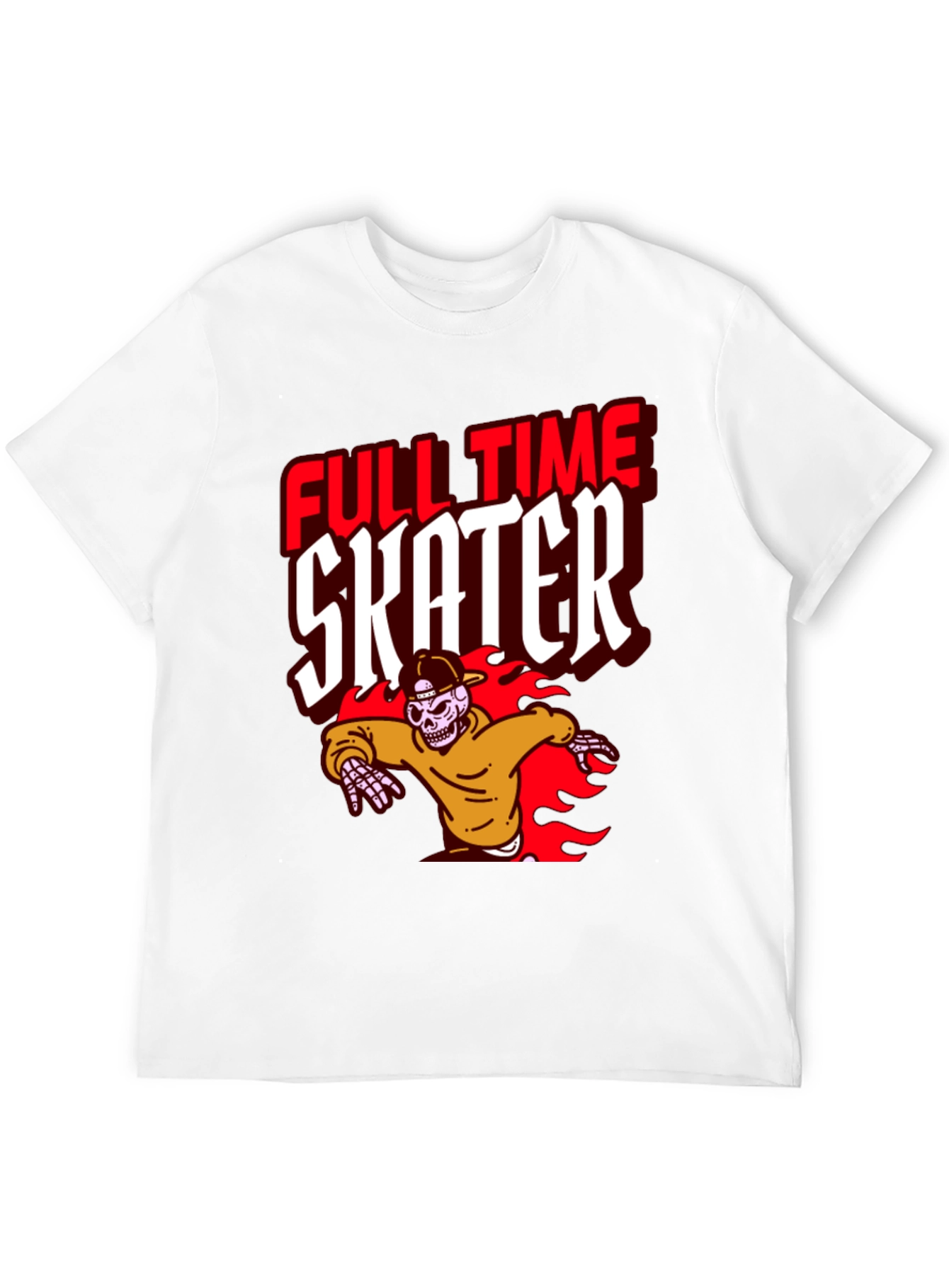 Full Time Skater Graphic T-Shirt - Cool Skeleton Design