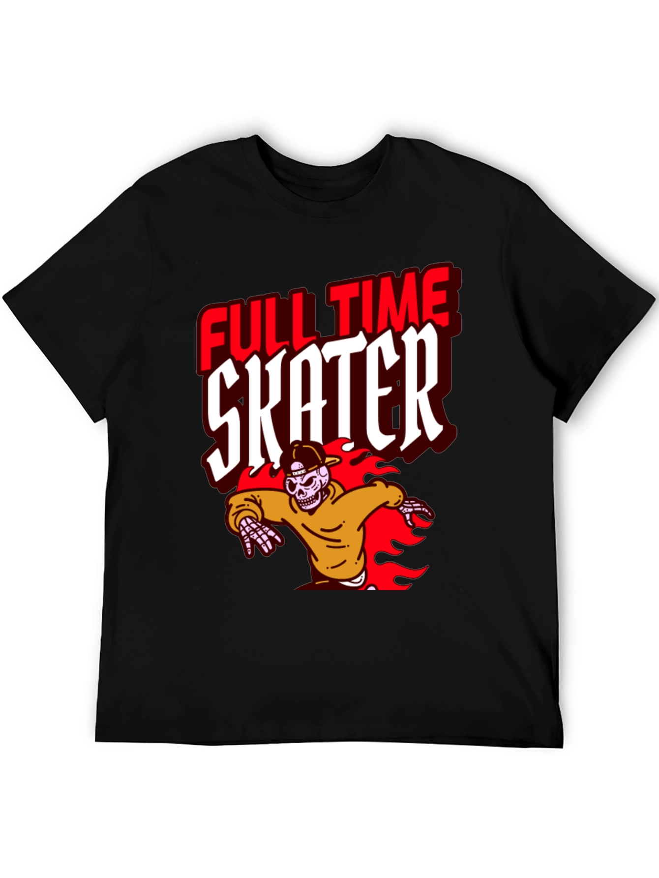 Full Time Skater Graphic T-Shirt - Cool Skeleton Design