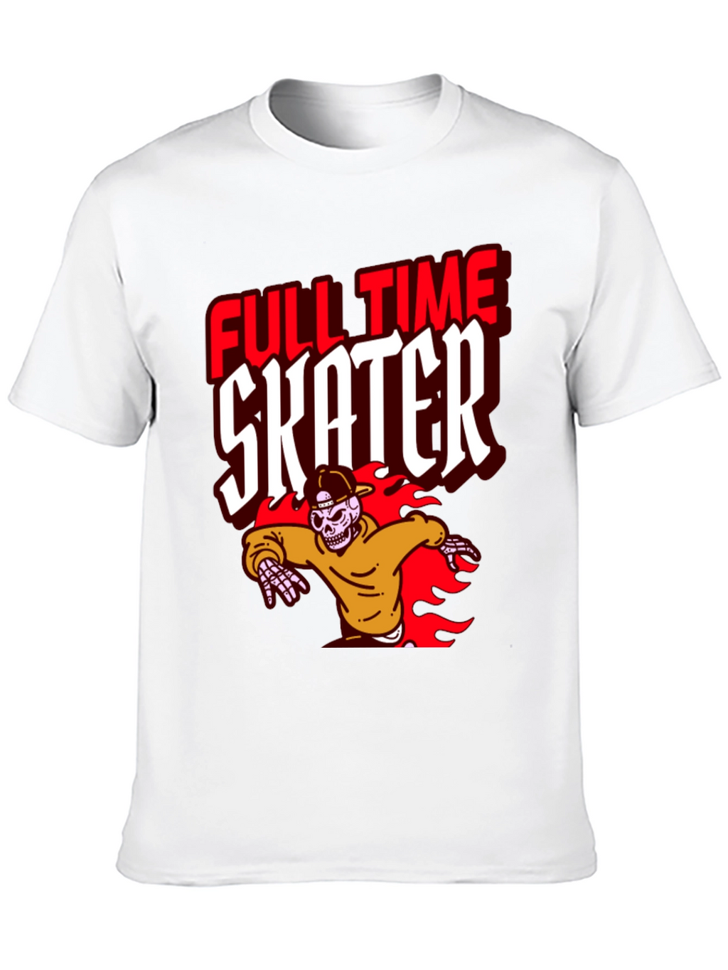 Full Time Skater Graphic T-Shirt - Cool Skeleton Design