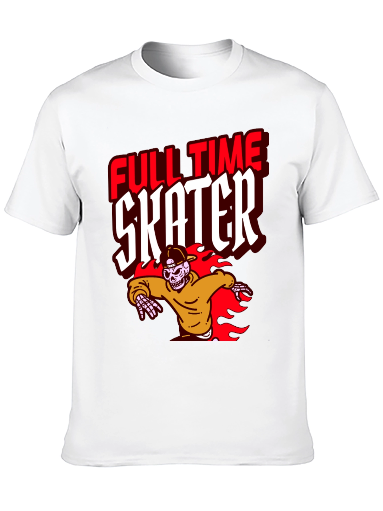 Full Time Skater Graphic T-Shirt - Cool Skeleton Design