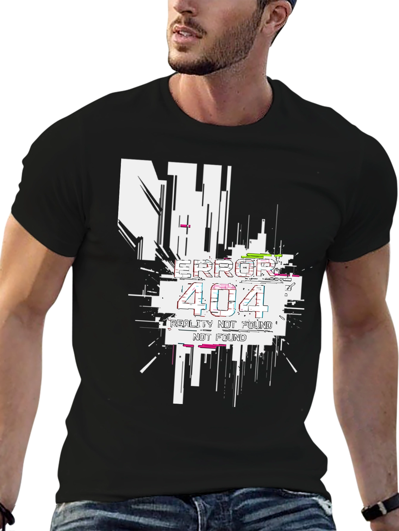 Error 404 Reality Not Found Black T-Shirt
