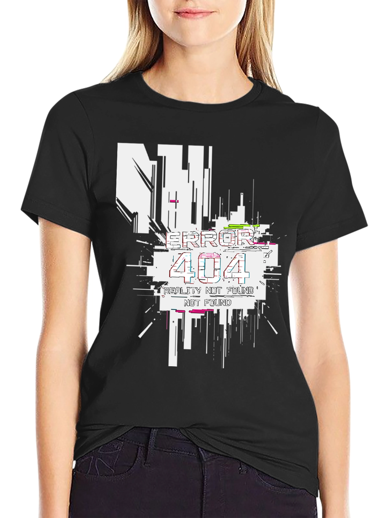 Error 404 Reality Not Found Black T-Shirt