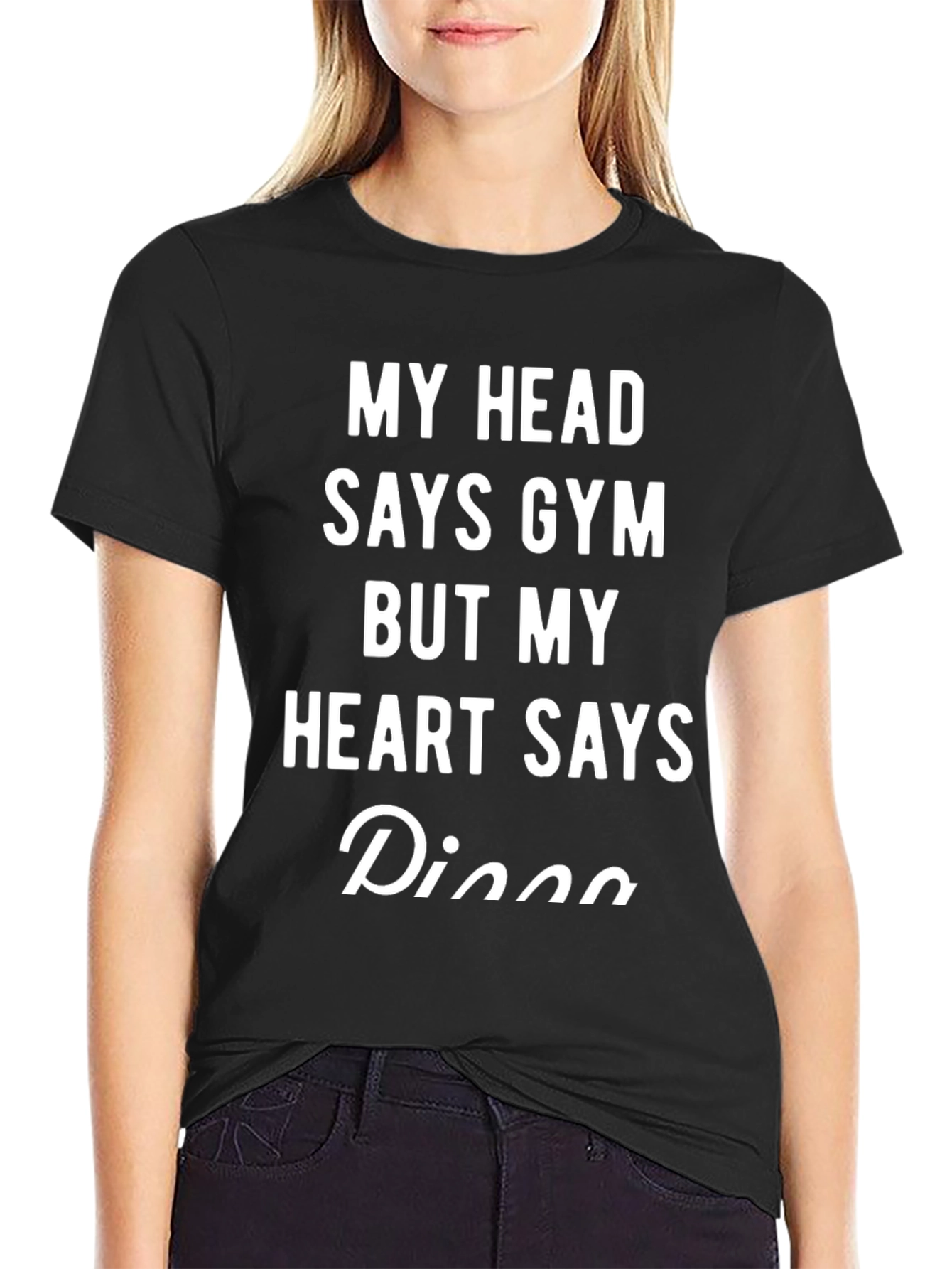 Funny Gym Pizza T-Shirt - Black Cotton Tee