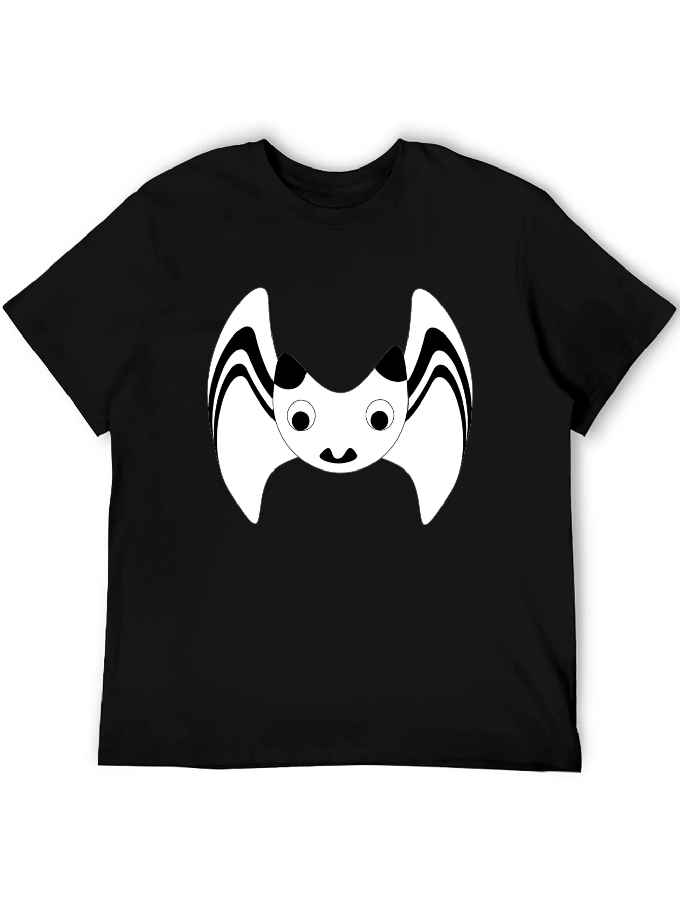 Cute Cartoon Bat Graphic Black T-Shirt