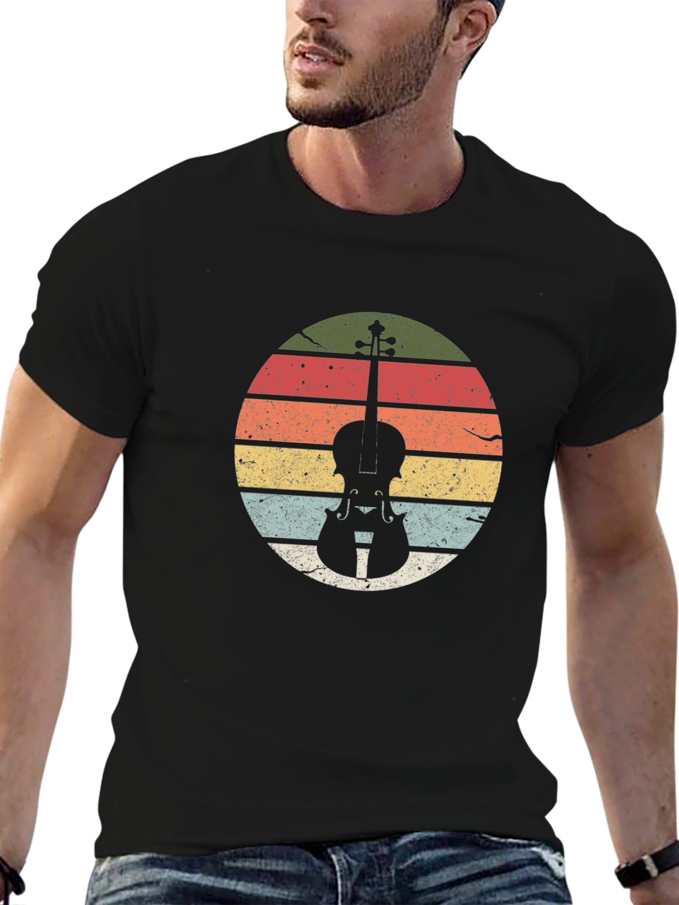 Vintage Violin Sunset Graphic Tee