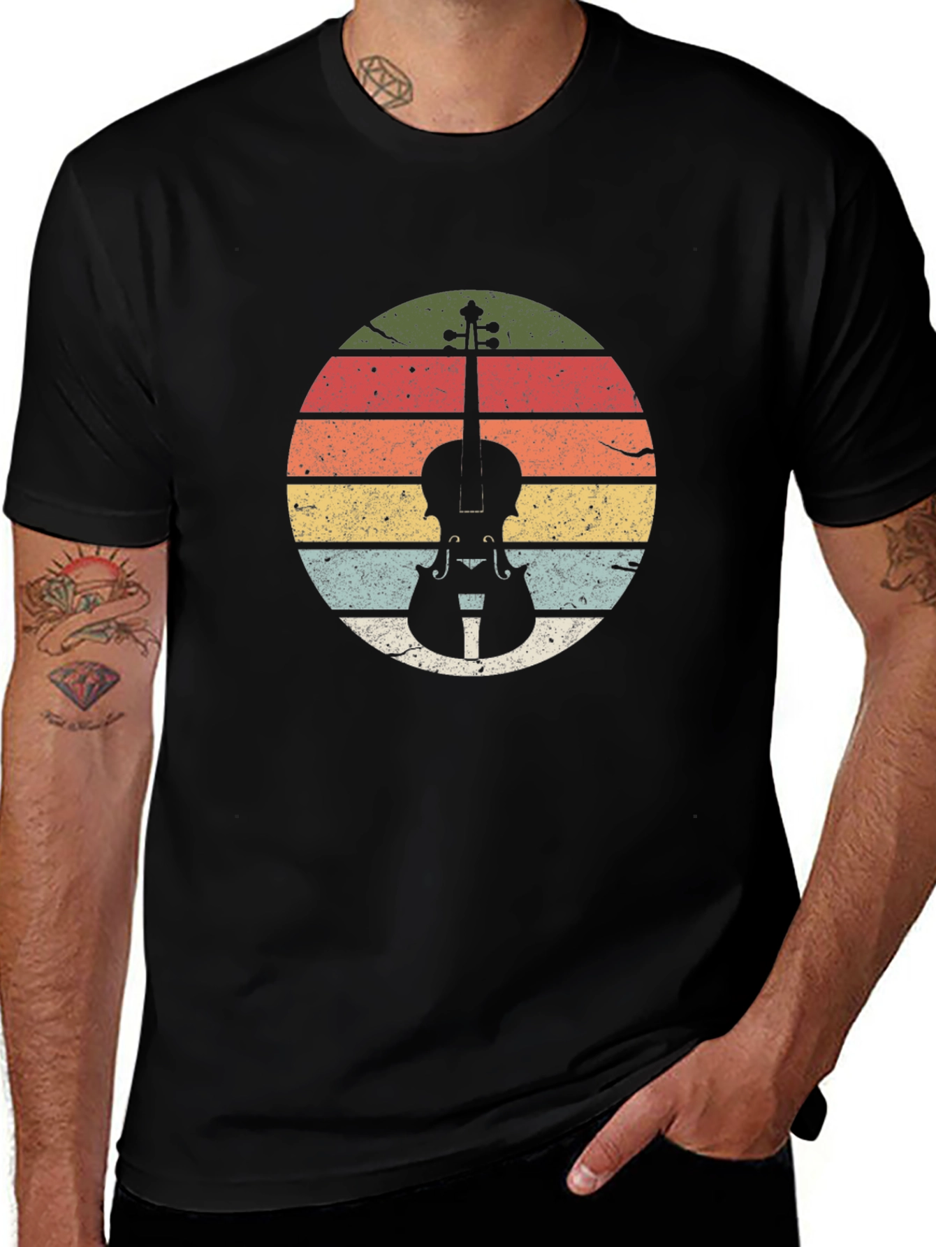 Vintage Violin Sunset Graphic Tee