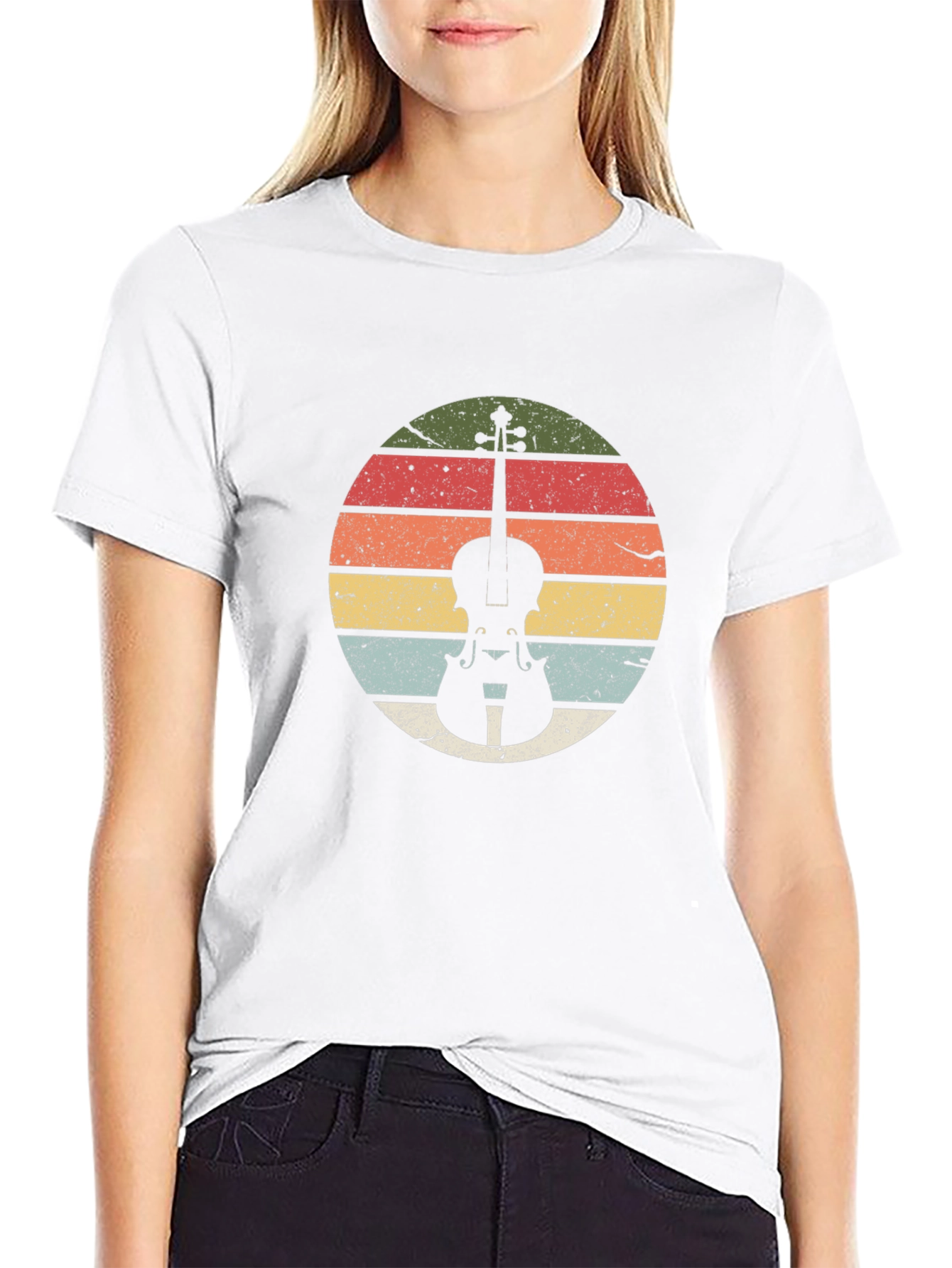 Vintage Violin Sunset Graphic Tee