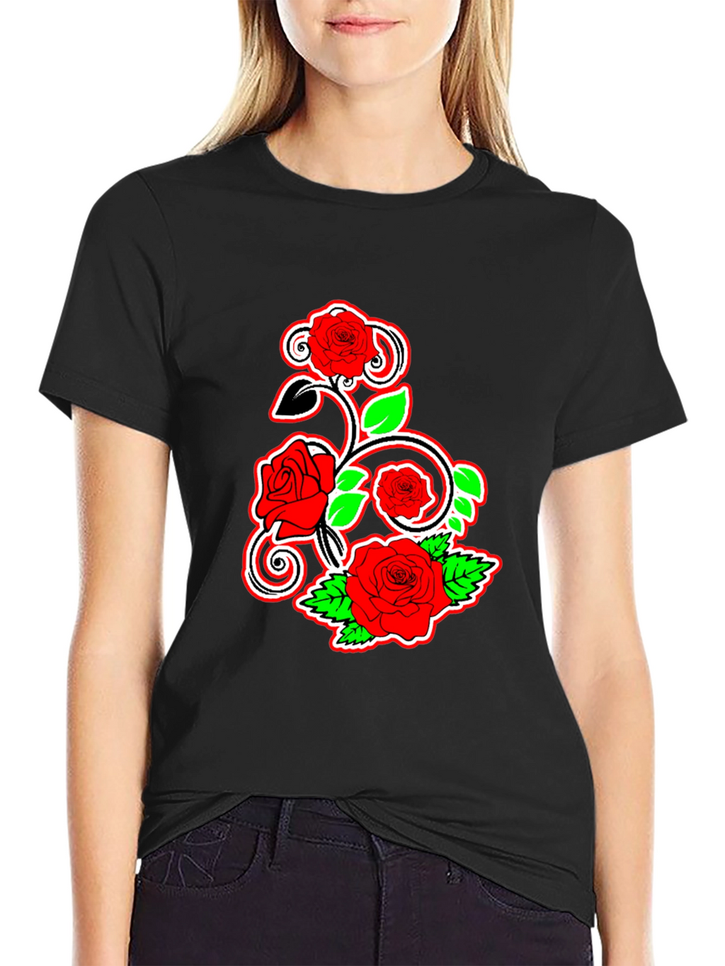 Black Rose Vine Graphic Tee
